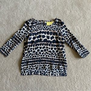 Maeve Leopard Print Blouse - Black and Cream